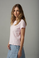 Cotton Front Split Tee - Pink