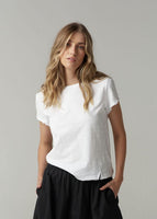 Cotton Front Split Tee - White