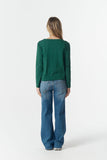 Front Split Long Sleeve Tee - Rain Forest
