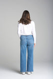 Wide Leg Mid Rise Jeans - Denim Blue