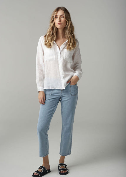 Straight Leg Ankle Jeans - Light Blue