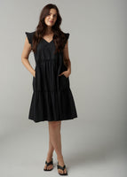 Cotton Mini Sundress - Black