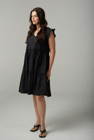 Cotton Mini Sundress - Black