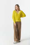Chunky Cotton Deep V Knit - Limonite