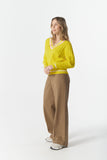Chunky Cotton Deep V Knit - Limonite