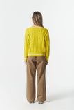 Chunky Cotton Deep V Knit - Limonite