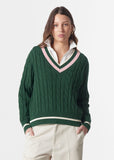 Chunky Cotton Deep V Knit - Lush Green