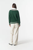 Chunky Cotton Deep V Knit - Lush Green