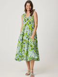 Illiana Dress - Green Triangles