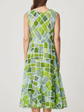 Illiana Dress - Green Triangles