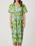 River Dress - Green Triangles
