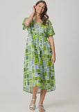 River Dress - Green Triangles