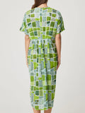 River Dress - Green Triangles