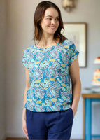 Vicky Round Neck Top - Folk Flower