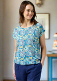 Vicky Round Neck Top - Folk Flower