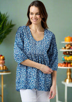 Sally Top - Blue/White Circle