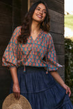 Carey Shirt - Turquoise Meadow