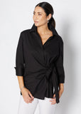 Cotton Sash Tie Shirt - Black