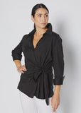 Cotton Sash Tie Shirt - Black