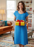 Elena Linen Dress - Cornflower