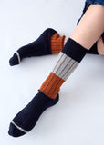 Chunky Rib Merino Socks - Midnight