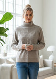 Camille Lambswood Cable Rollneck - Sand
