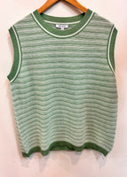 Merino Wool Jacquard Stripe Vest - Sage