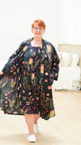 Protea Print Kimono - Black