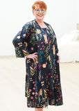 Protea Print Kimono - Black