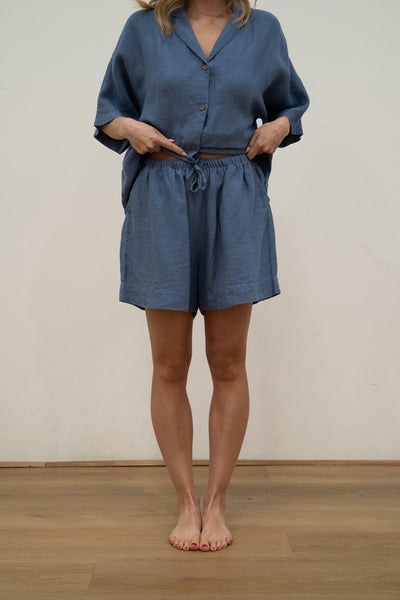Eve Linen Shorts - Powder Blue