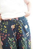 Protea Print Lounge Pants - Black