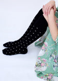 Long Dotty Merino Socks - Black