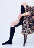 Long Dotty Cotton Socks - Midnight