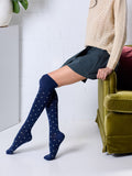 Long Dotty Merino Socks - Navy