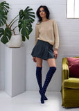 Long Dotty Merino Socks - Navy