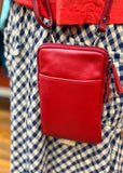 Leather Mobile Phone Bag - Red