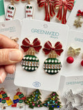 Bauble & Bow Christmas Earrings