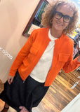 Boiled Wool Bomber Zip Jacket - Tango
