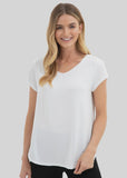 Bamboo V Neck Tee - White