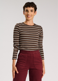 Ella Striped Jersey Top - Chocolate