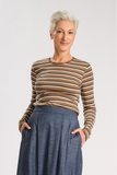 Ella Striped Jersey Top - Beige