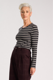 Ella Striped Jersey Top - Chocolate