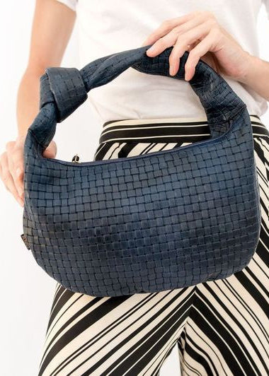 Ember Embossed Leather Bag - Navy