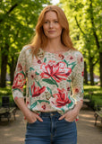 Diane 3/4 Cotton Tee - Leaf