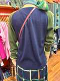 Cotton/Cashmere Block Cardigan - Navy/Lime