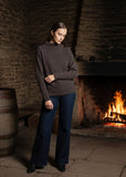Funnel Neck Pointelle Knit - Coffee Bean
