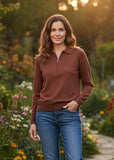 Signature Quarter Zipper - Cognac