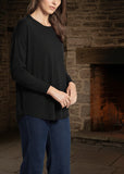 Signature Oversize Pullover with Cable Cuff - Black