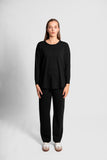 Signature Oversize Pullover with Cable Cuff - Black