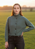 Funnel Neck Cropped Cardi - Forest